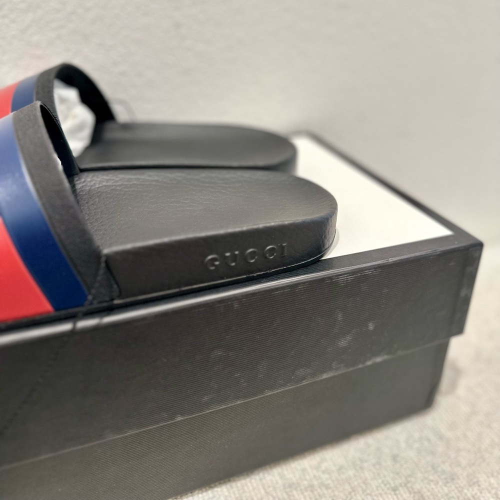 GUCCI Web Rubber Slides - Picture 7 of 12